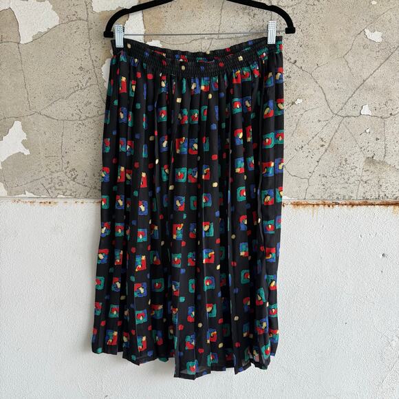 Vtg 90s Matching Set Alfred Dunner Geometric Blouse + Midi Skirt Womens 16 Art - Picture 7 of 15